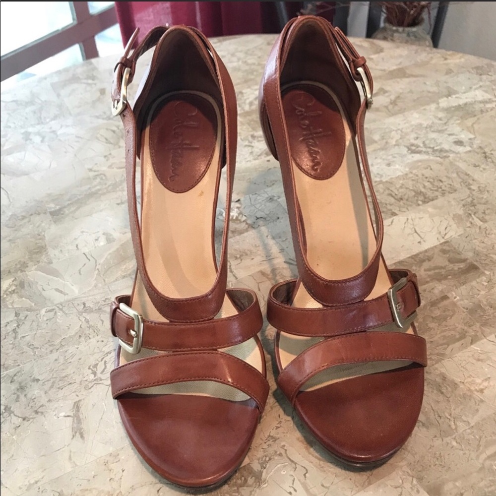 Cole Haan brown leather heels w/Nike air, size:7